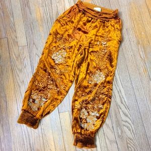 Anthropologie Velvet Orange PJ pants